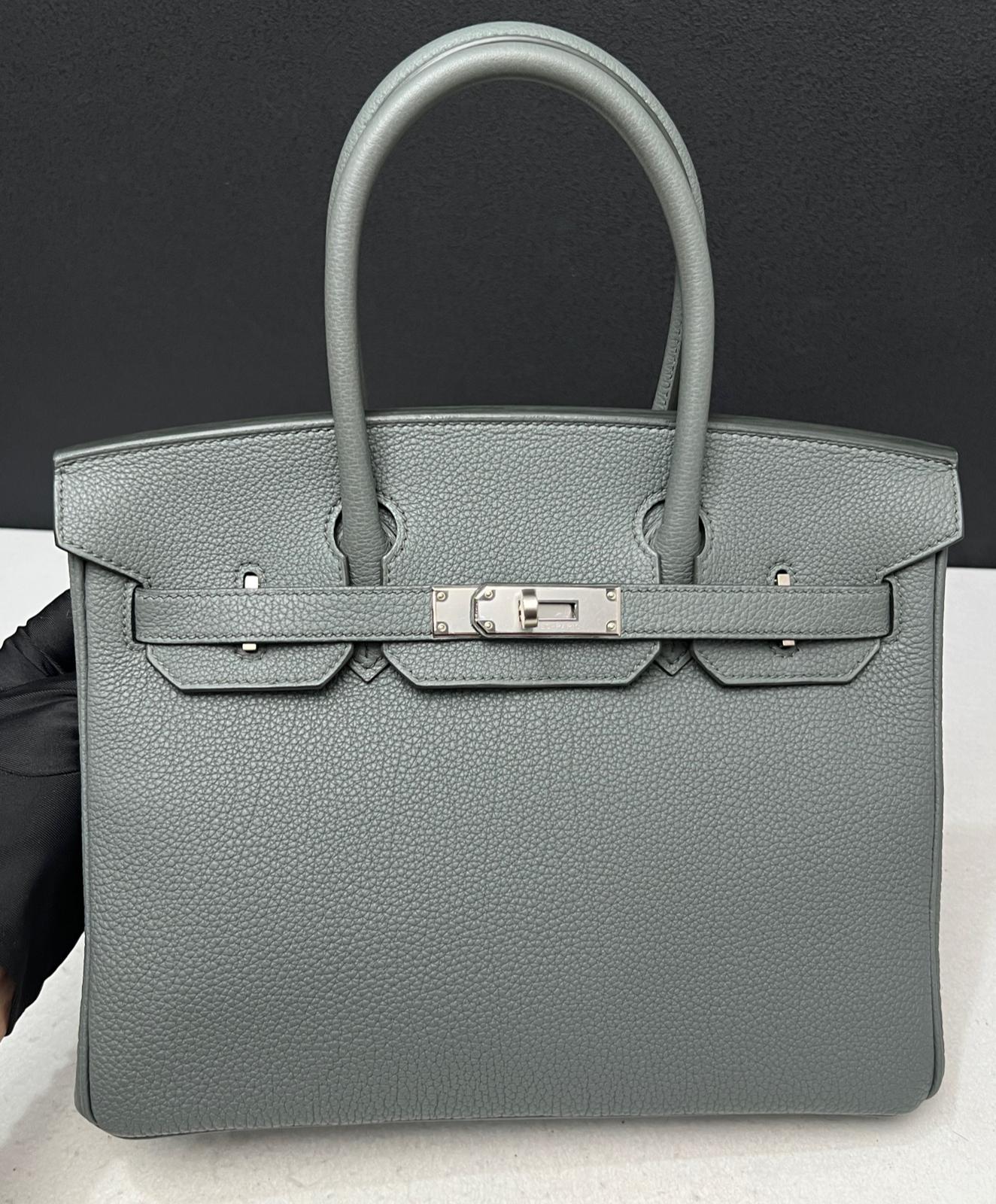 Hermes Birkin 30 vert amande Togo Palladium hardware