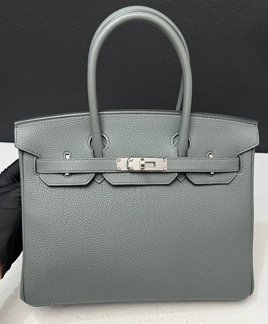 Hermes Birkin 30 vert amande Togo Palladium hardware