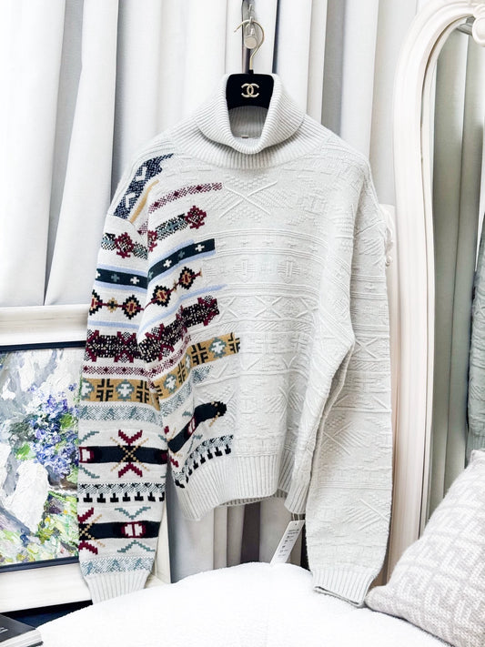Hermes white grey cashmere top