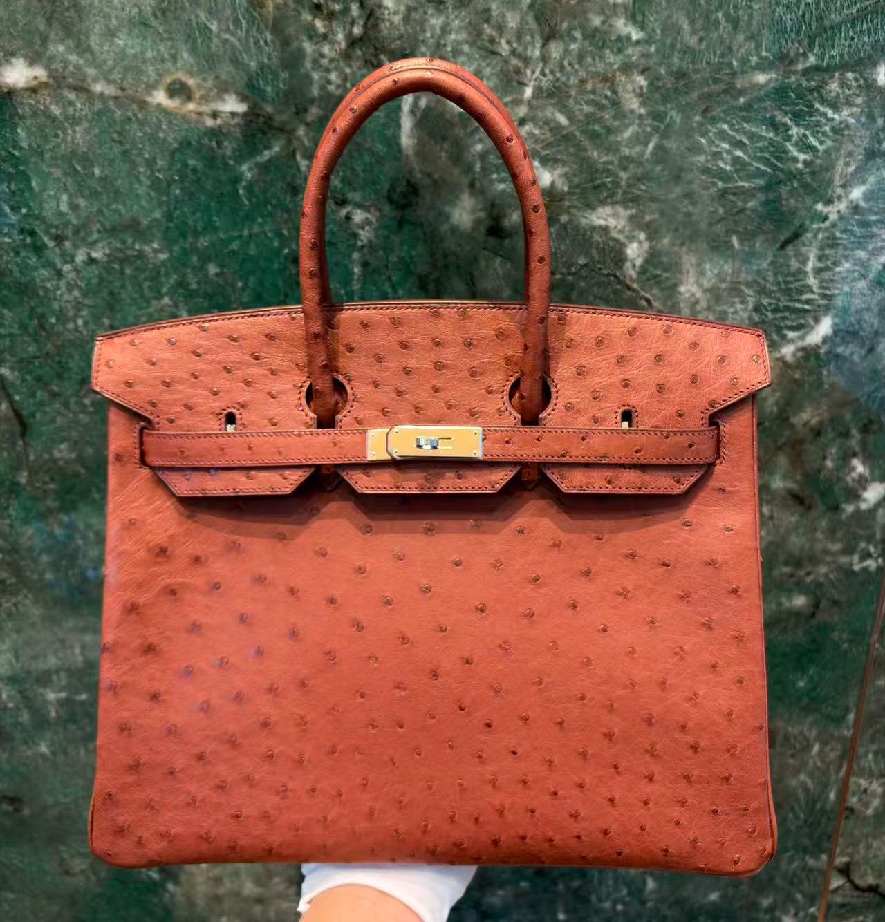 Hermes Birkin 35 Brique ostrich palladium hardware