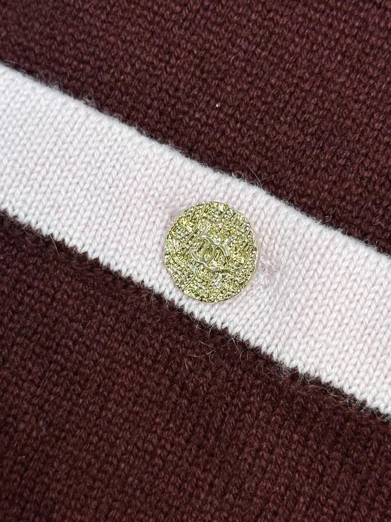 Chanel 25A burgundy cashmere cardigan