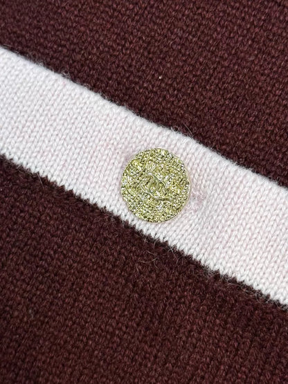 Chanel 25A burgundy cashmere cardigan