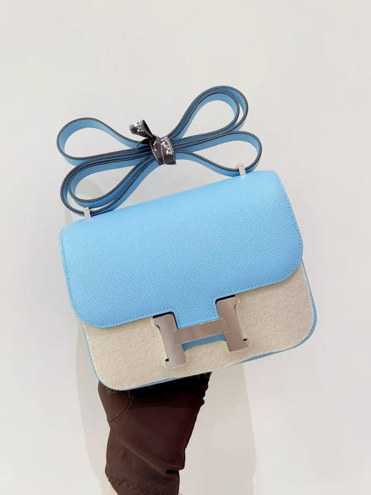 Hermes Constance 18 Bleu Celeste Epsom Palladium hardware