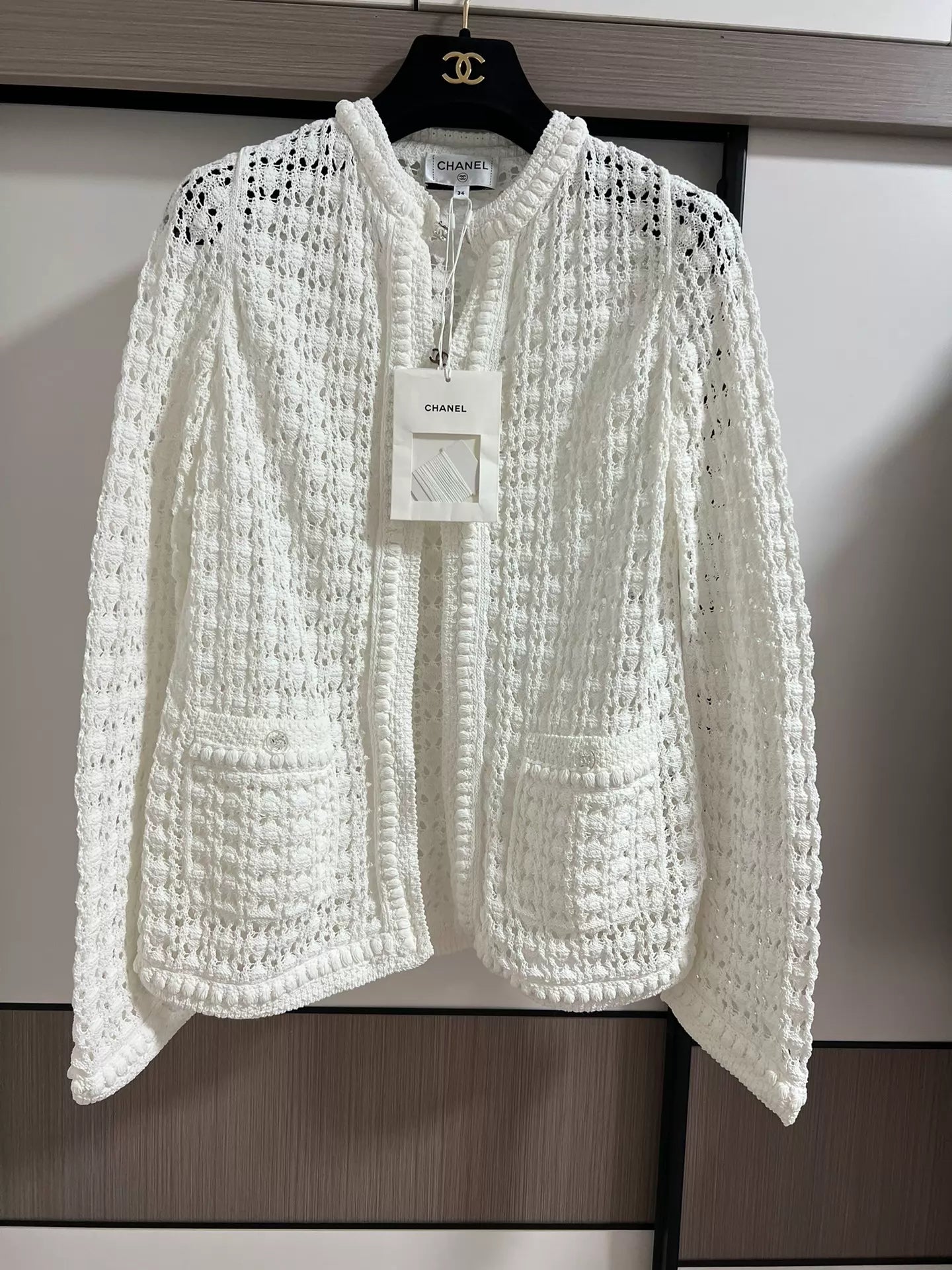Chanel 26C white knit cardigan