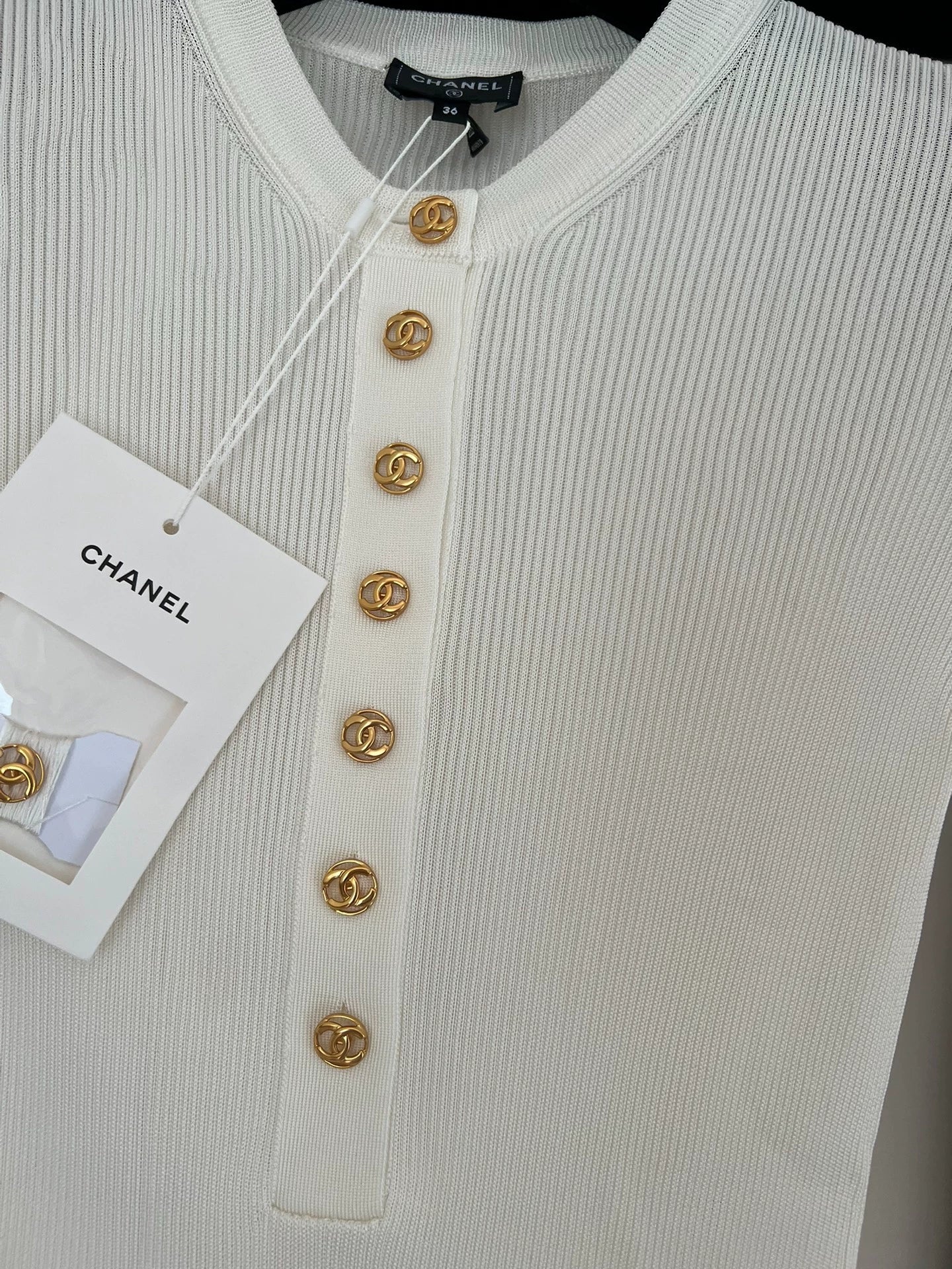 Chanel 26B off-white ice silk top