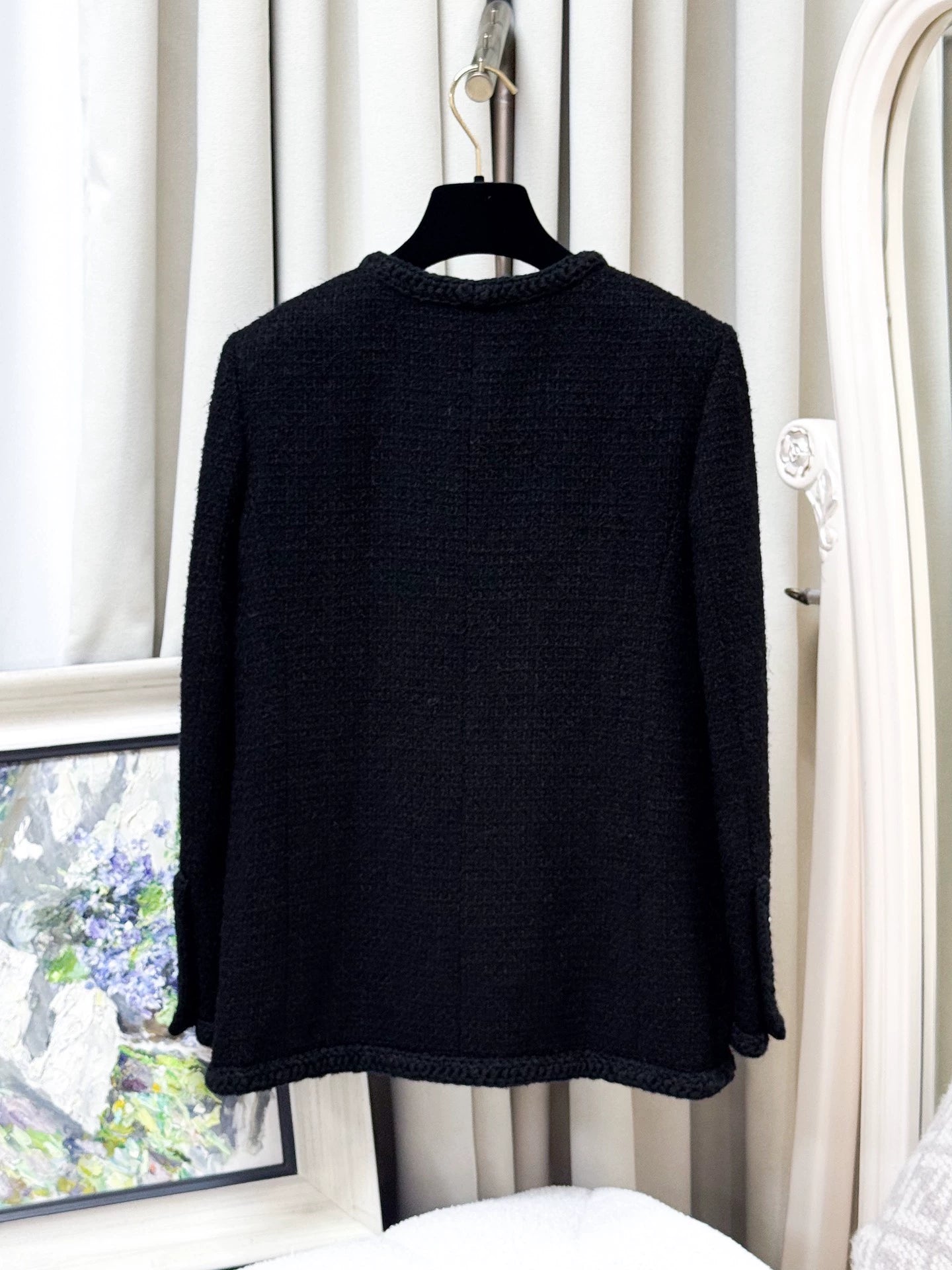 Chanel 23k black tweed coat