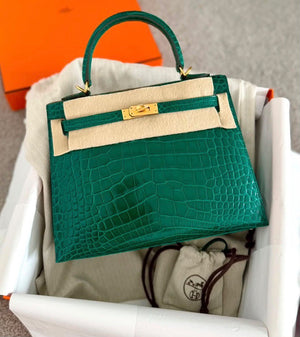 Hermes Kelly 25 HSS vert emerald shiny alligator interior lime