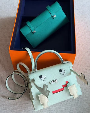Hermes Mini Kelly 20 Picto Vert Fizz Epsom palladium hardware