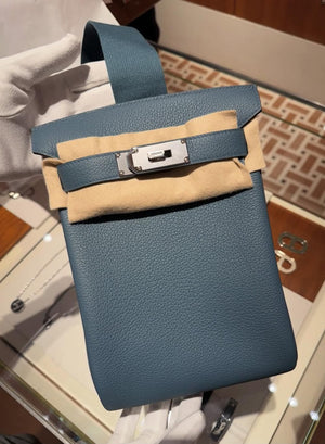 Hermes Hac a dos PM Bleu Tempete Togo Palladium hardware