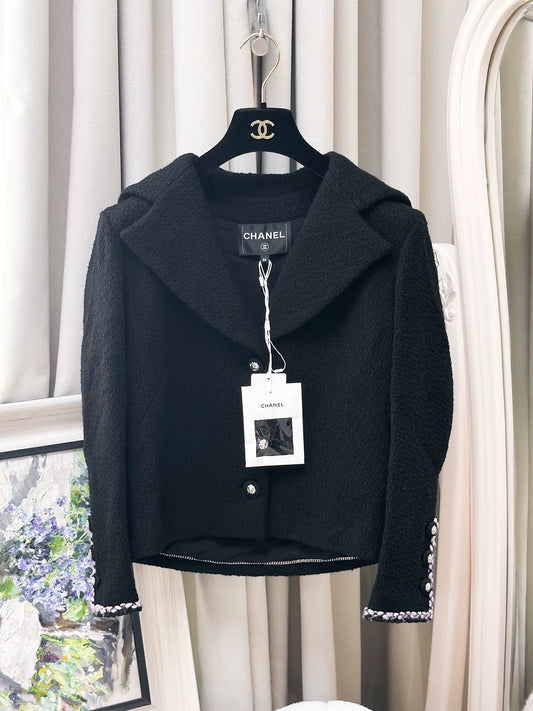 Chanel 24K black tweed coat