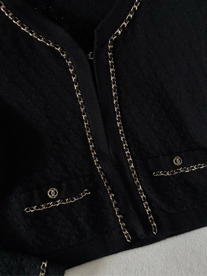 Chanel 23B Black Cardigan