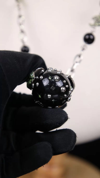 Chanel 06 Black Diamond Apple Pendant Long Necklace