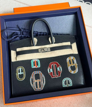 Hermes Birkin 20 Bouclier Moderne V1 Black Chevre Palladium hardware