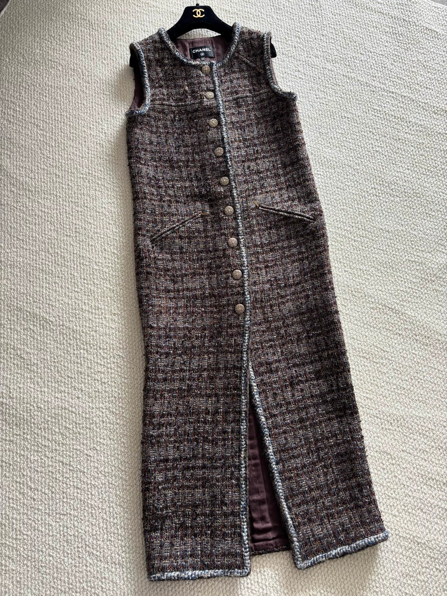 Chanel 18K Forest Long Tweed Vest