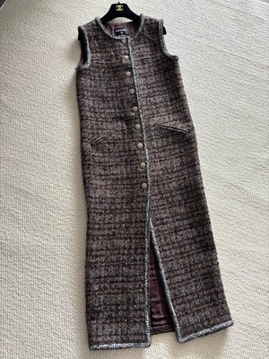 Chanel 18K Forest Long Tweed Vest
