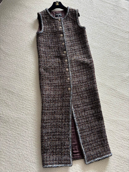 Chanel 18K Forest Long Tweed Vest