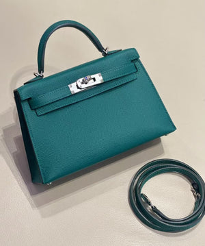 Hermes mini Kelly 20 malachite Epsom Palladium hardware