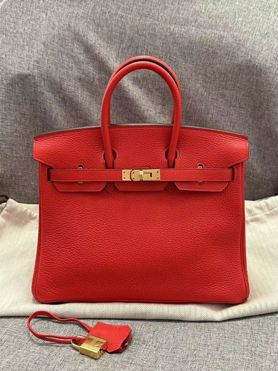 Hermes Birkin 25 Vermillon Togo Gold hardware