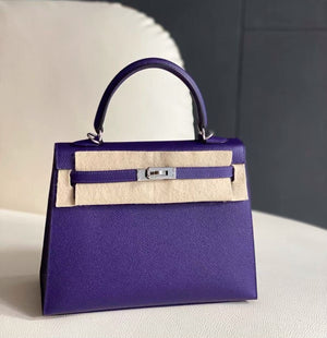 Hermes Kelly 25 Purple Epsom Palladium hardware
