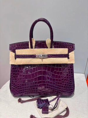 Hermes birkin 25 Cassis Shiny Alligator Palladium hardware