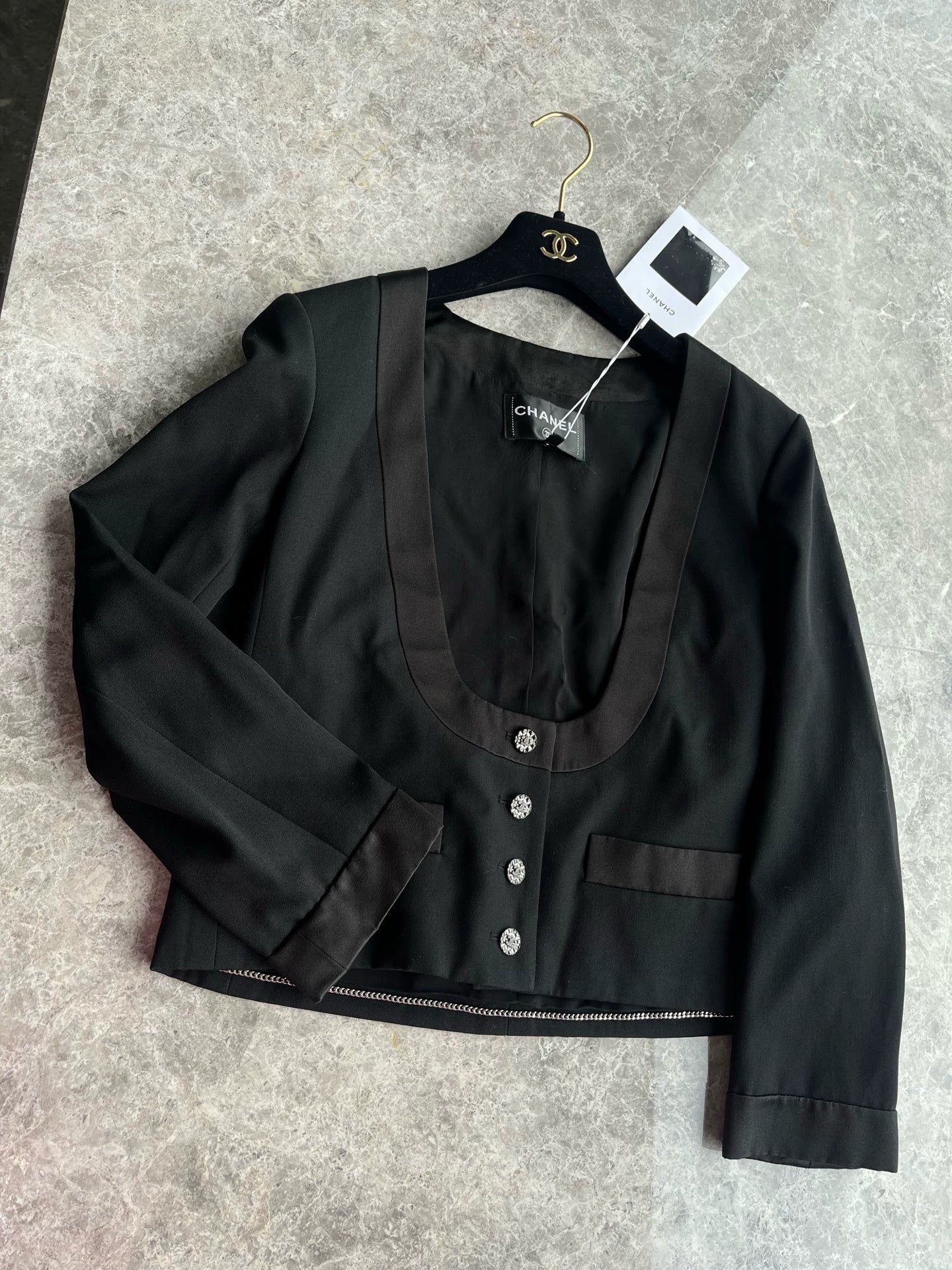 Chanel 22A black U-neck blazer