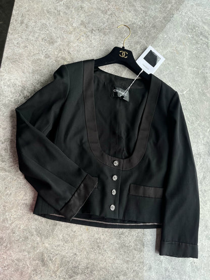 Chanel 22A black U-neck blazer