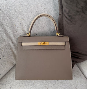 Hermes Kelly 25 HSS etoupe x trench Epsom brushed gold hardware