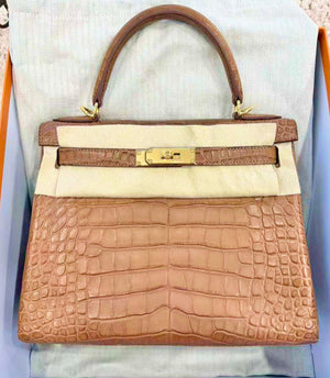 Hermes Kelly 28 Chai Matte Alligator gold hardware