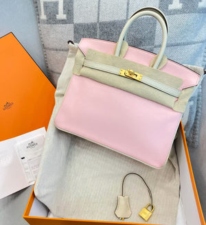 Hermes Birkin 25 HSS Sakura x craie brushed gold hardware
