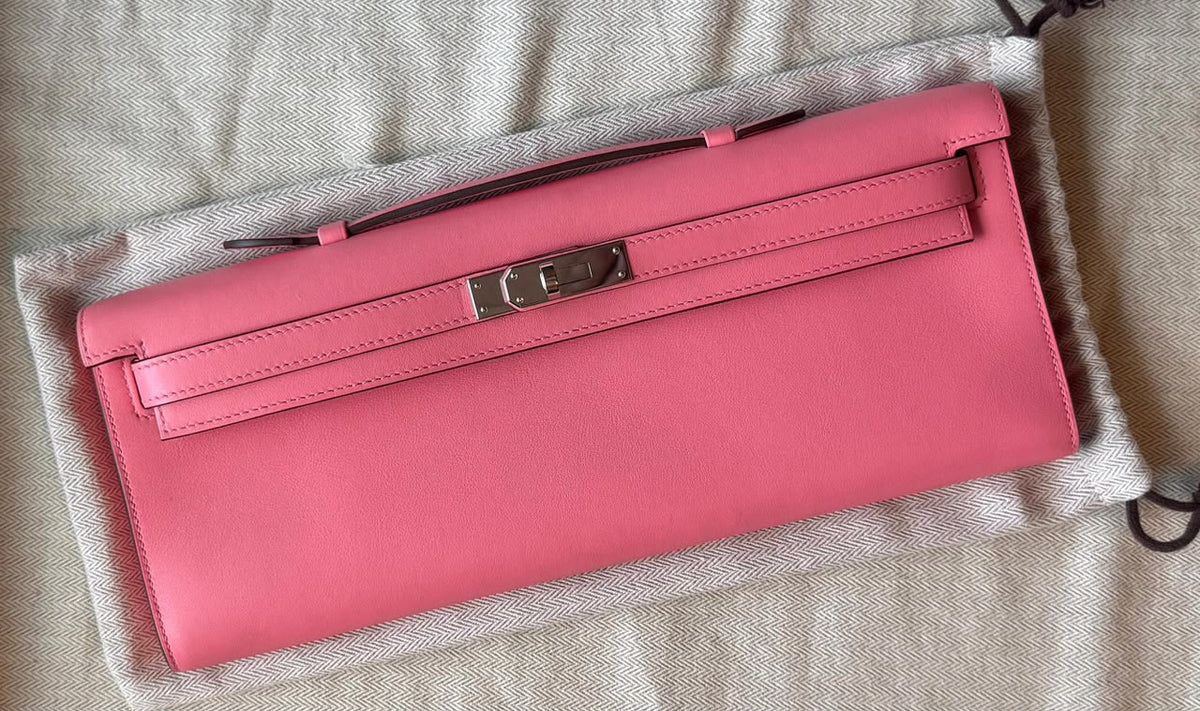 Hermes Kelly cut Rose Azalee Swift Palladium hardware