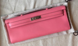 Hermes Kelly cut Rose Azalee Swift Palladium hardware