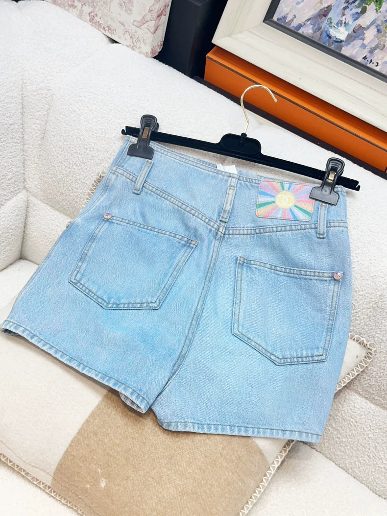 Chanel 24C blue denim shorts