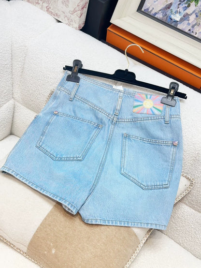 Chanel 24C blue denim shorts