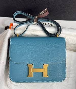 Hermes Constance 18 Bleu Jean Epsom Gold hardware