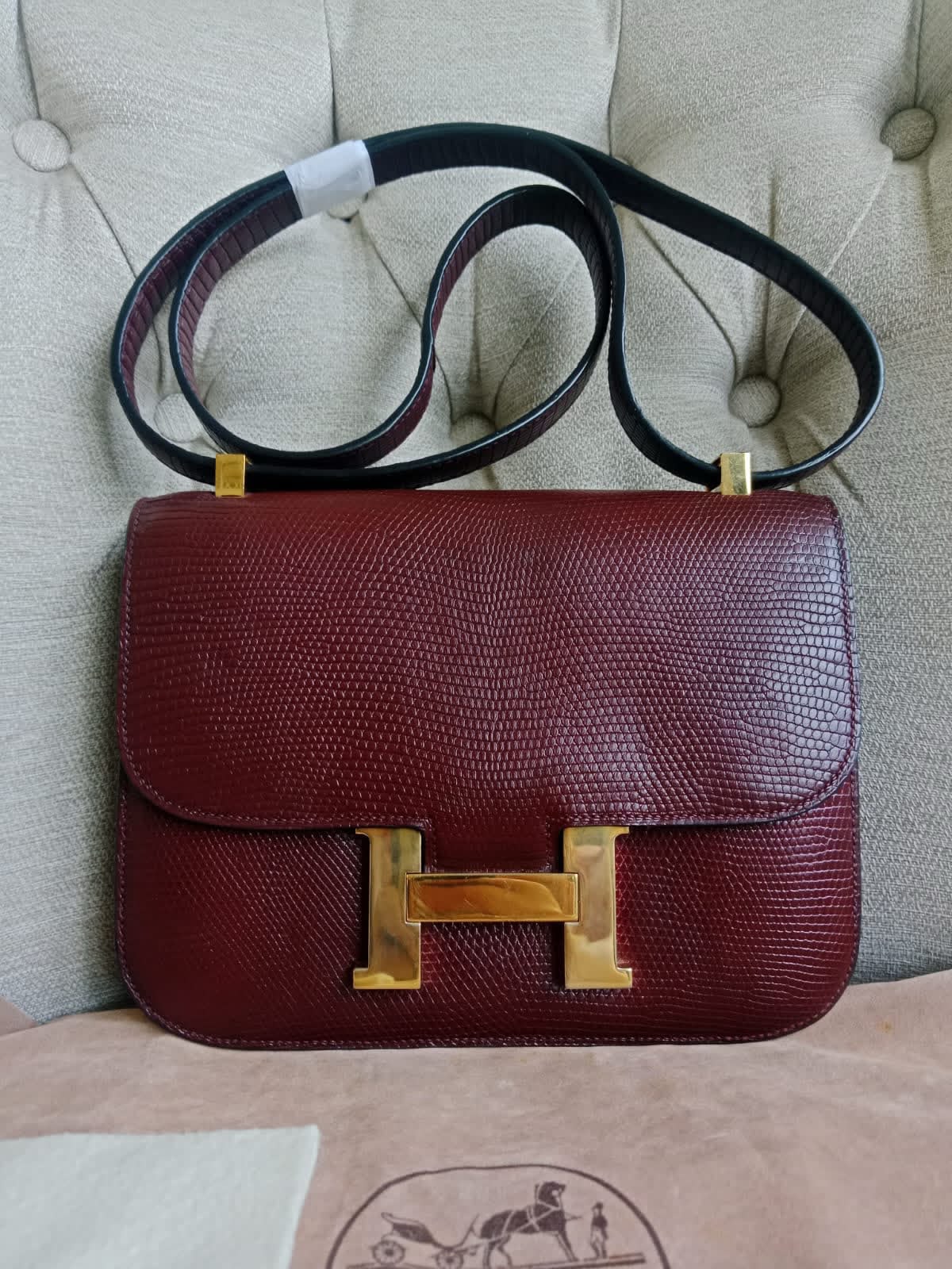 Hermes Constance 24 Bordeaux Lizard Gold hardware