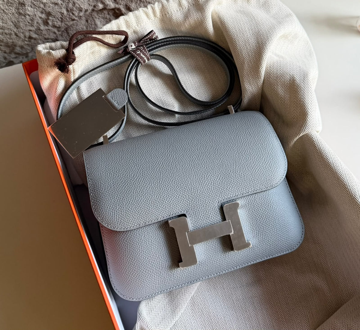 Hermes Constance 18 Gris Pantin Epsom Palladium hardware