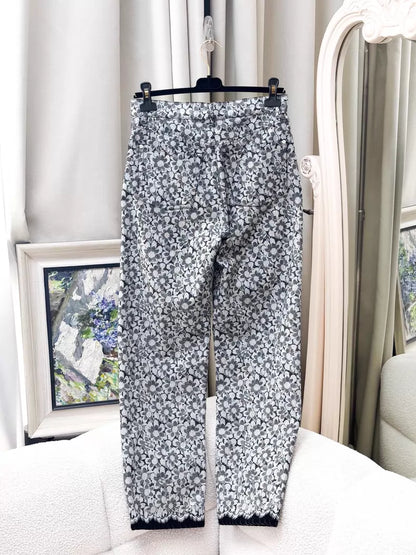 Chanel 24B Grey Floral Print Jeans