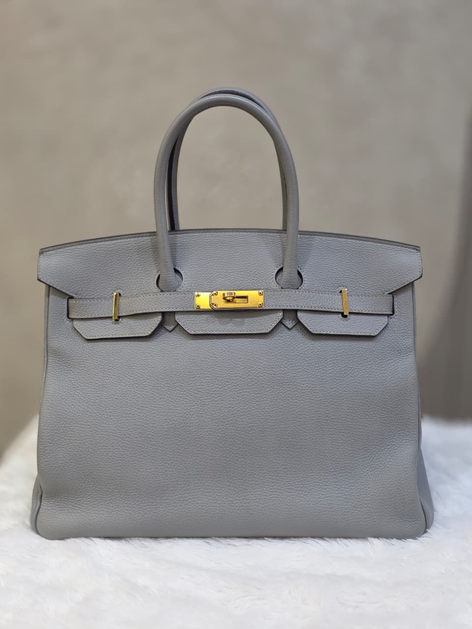 Hermes Birkin 35 Bleu Glaciet Togo Gold hardware