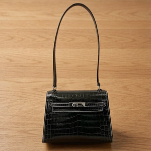 Hermes Mini Kelly 20 Shoulder Black Shiny Niloticus Palladium hardware