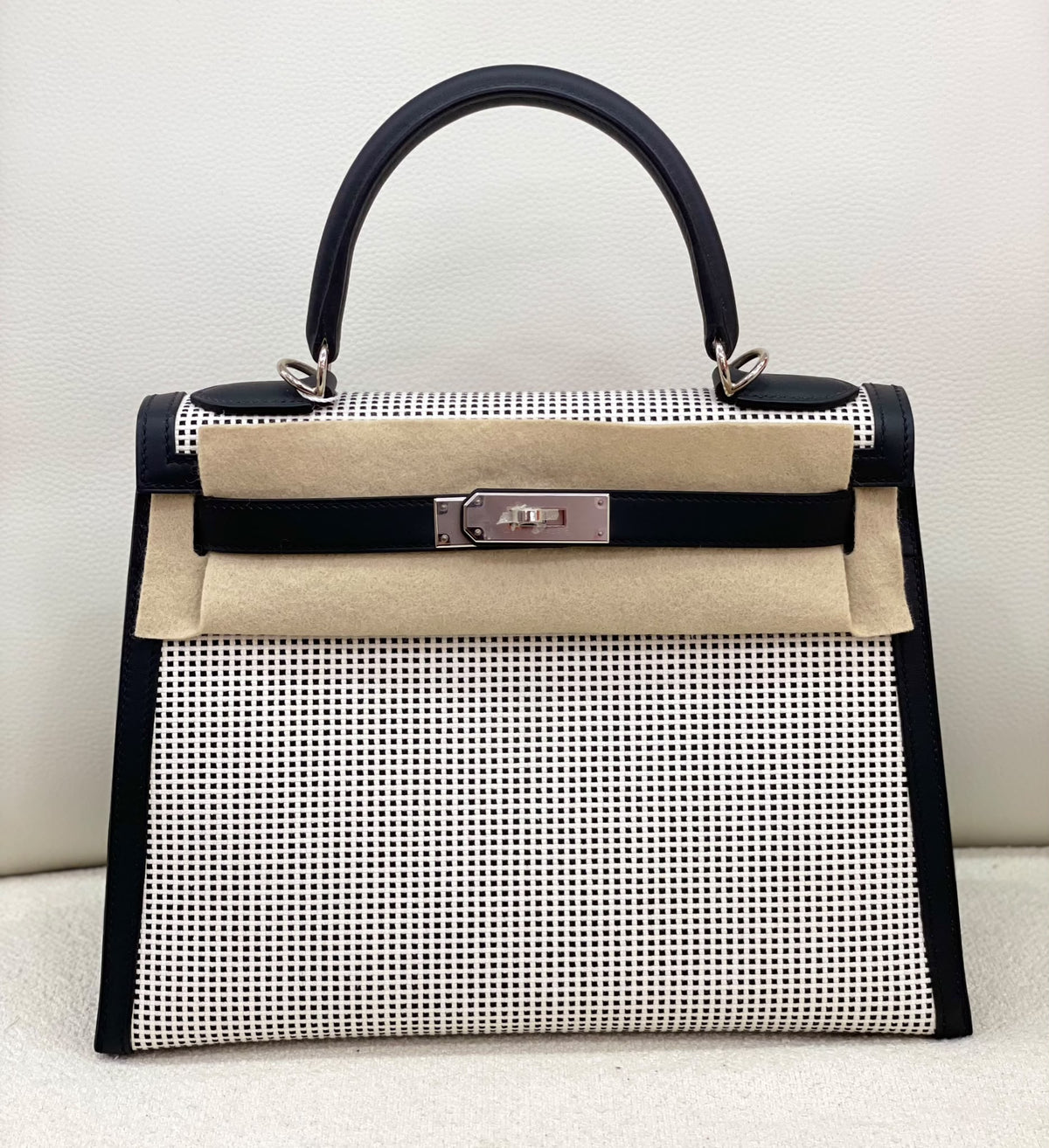 Hermes Kelly 28 quadrille black palladium hardware