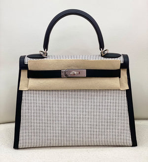 Hermes Kelly 28 quadrille black palladium hardware