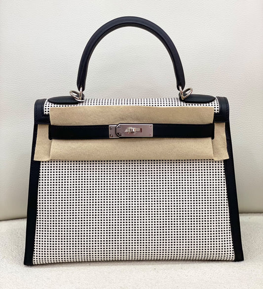 Hermes Kelly 28 quadrille black palladium hardware
