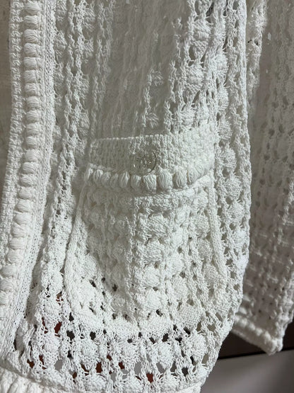Chanel 26C white knit cardigan