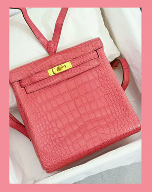 Hermes Kelly ado bougainvillea matte alligator gold hardware