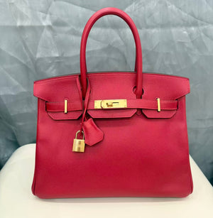 Hermes Birkin 30 rouge casaque Epsom gold hardware