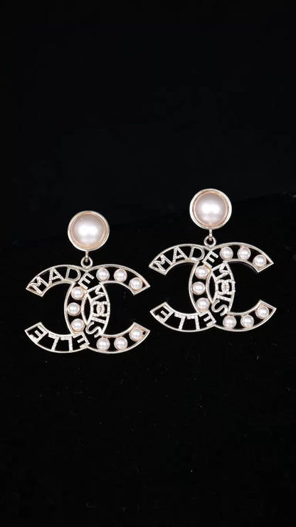 Chanel 22P Pearl Rhinestone CC Earrings