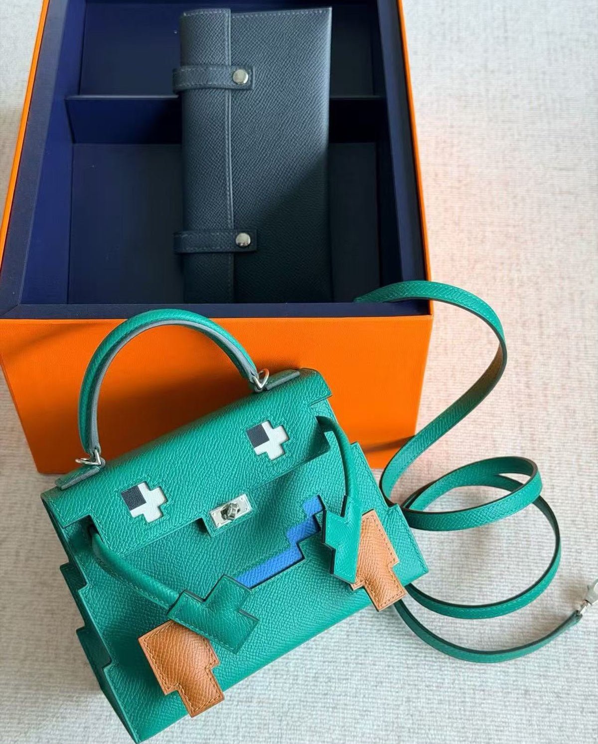 Hermes Mini Kelly 20 Picto Vert Vertigo Epsom Palladium hardware
