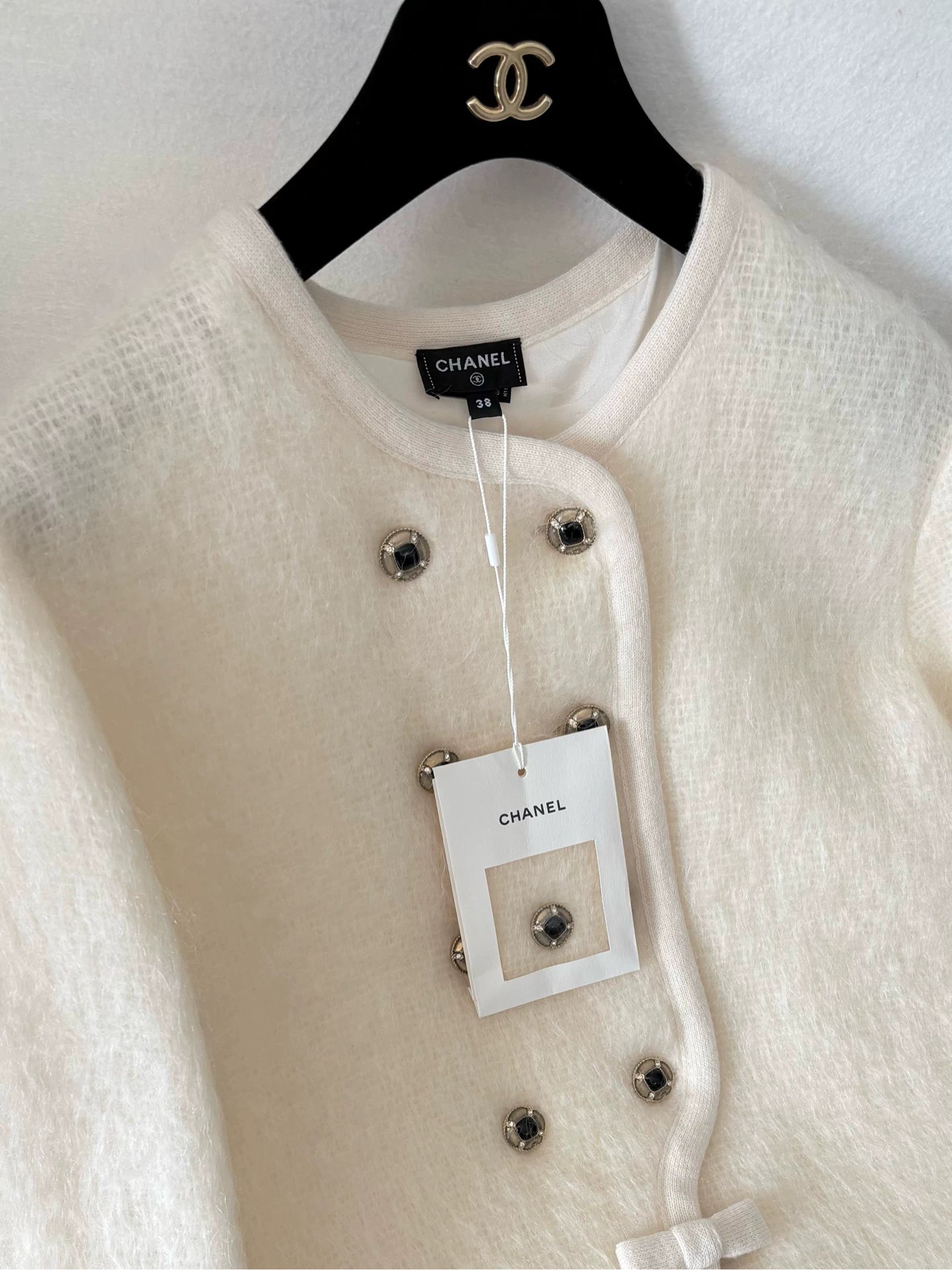 Chanel 25N mohair double-breasted bow coat