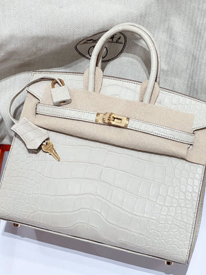 Hermes Birkin 25 sellier Beton matte alligator gold hardware