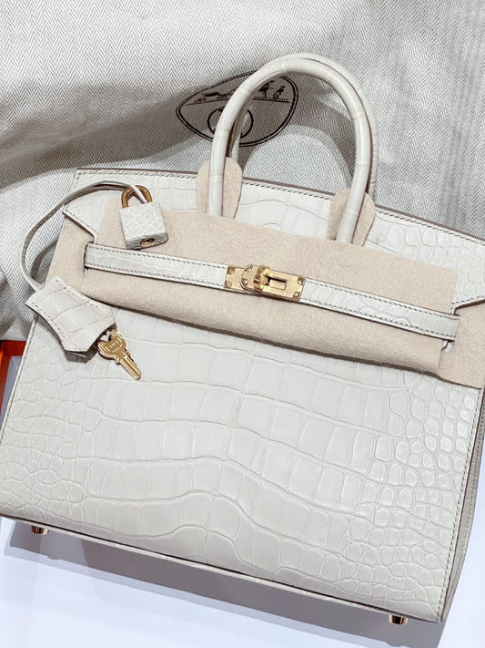 Hermes Birkin 25 sellier Beton matte alligator gold hardware
